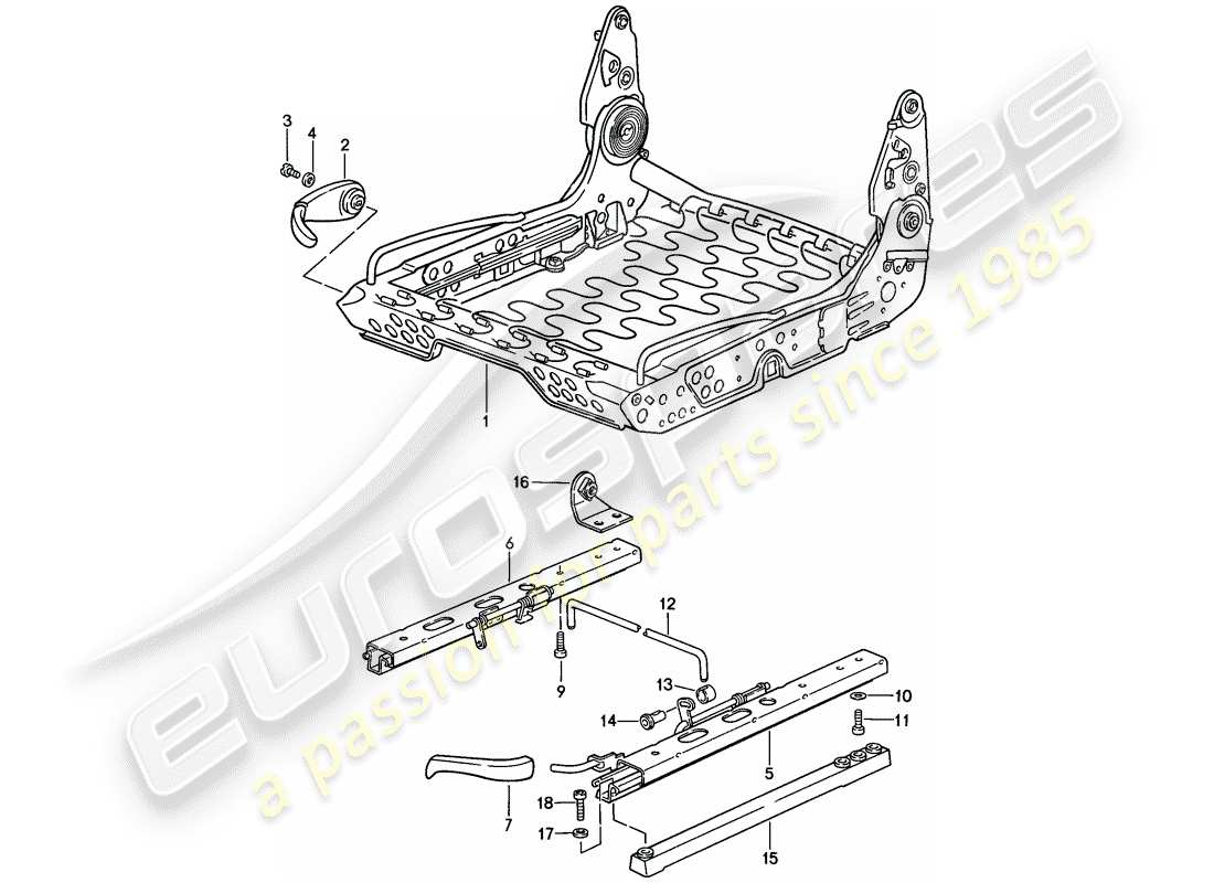 porsche 1985 (911) rahmen für sitz - manuell einstellbar - d - mj 1985>> ersatzteildiagramm