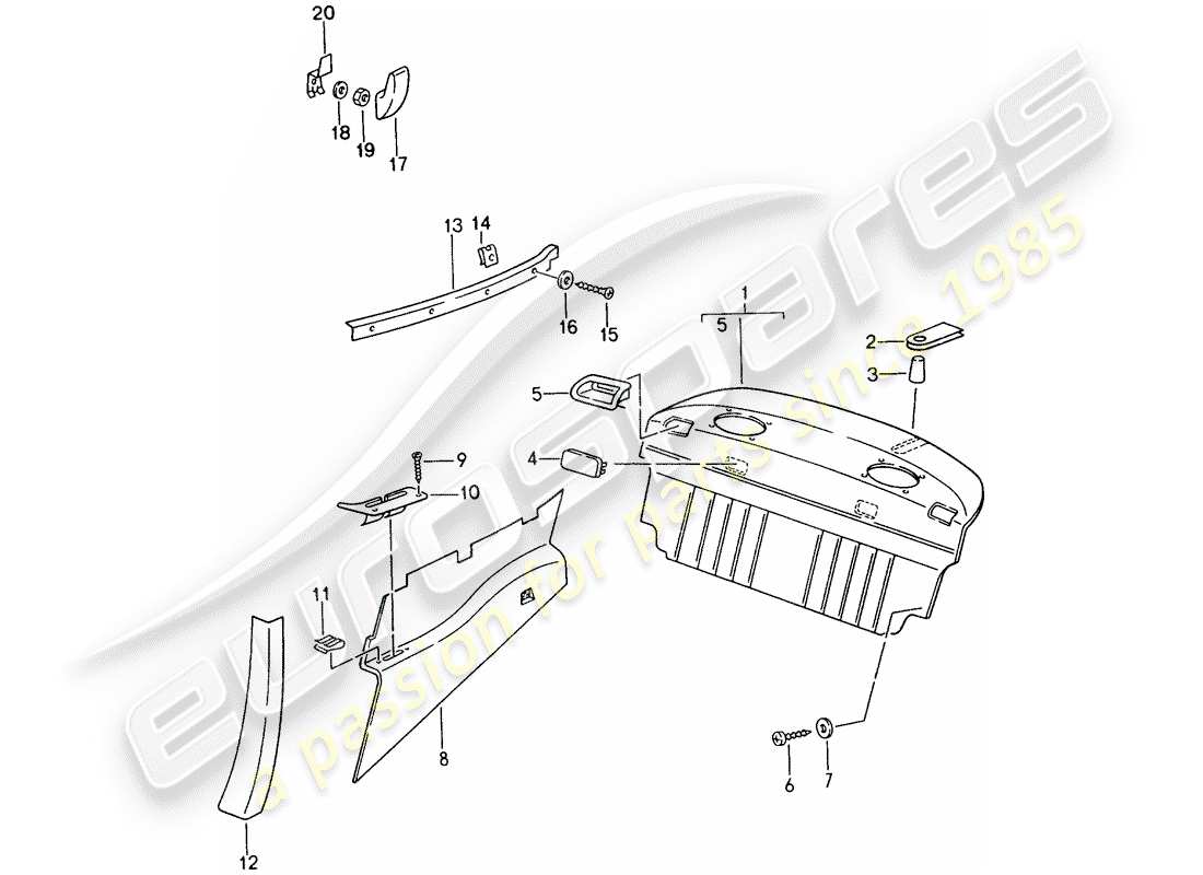 porsche 1996 (993) innenausstattung teilediagramm