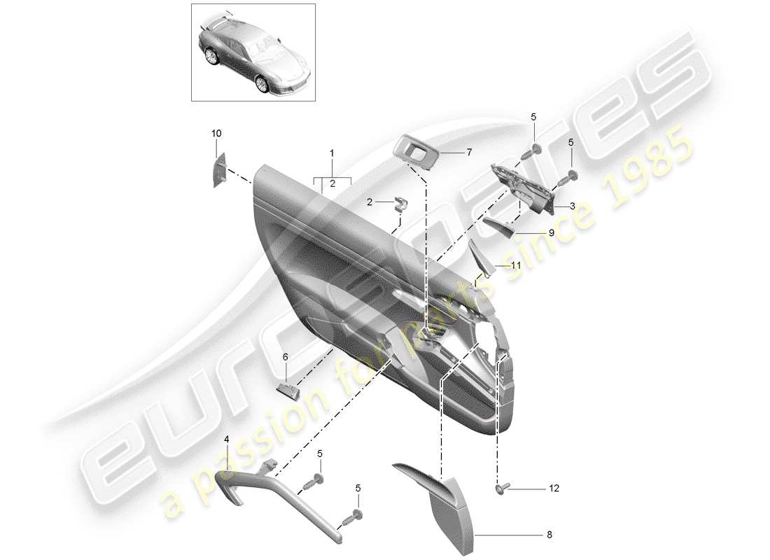 porsche 2017 (991-2 r/gt3/rs) türplatte teilediagramm