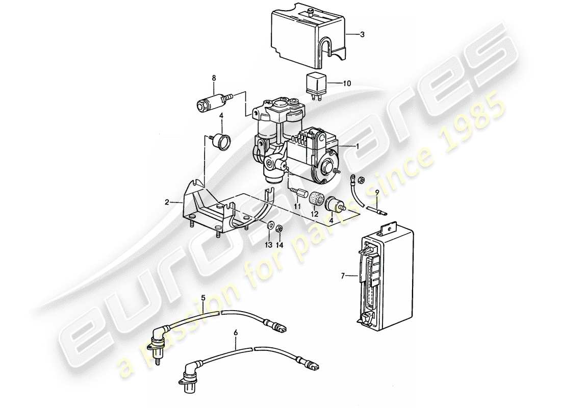 porsche 1989 (944) hydraulik-einheit - antiblockierbremssystem -abs- teilediagramm