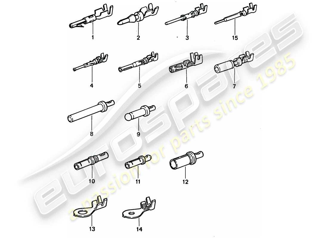 porsche 1993 (968) stiftanschluss (männlich) - kontaktstift - kabelschuh ersatzteildiagramm