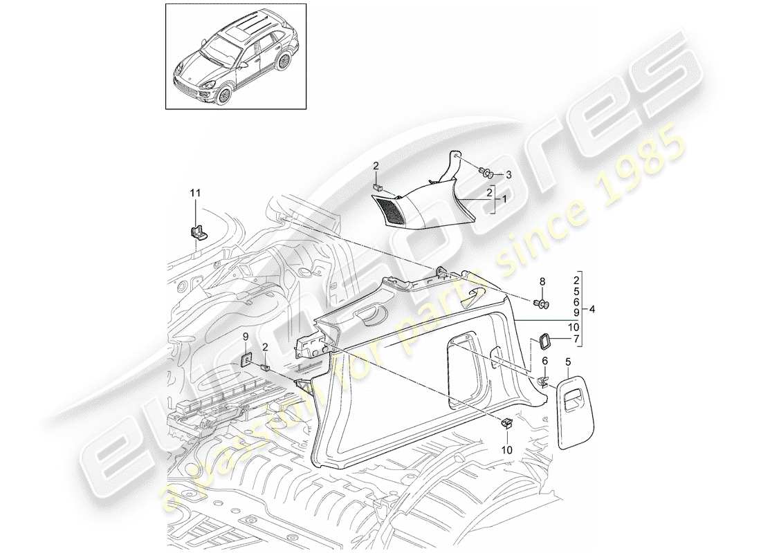 porsche 2013 (cayenne e2 92a) lining ersatzteildiagramm