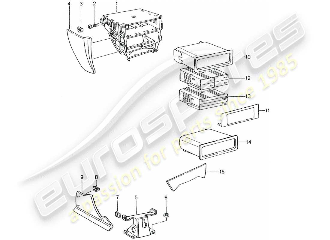 porsche 2001 (996) center console ersatzteildiagramm