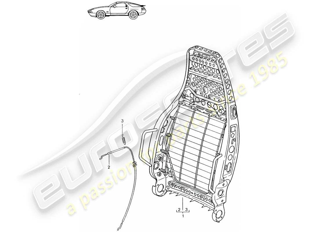 porsche 1987 (seats for 944/968/911/928) rückenlehnenrahmen - sportsitz - d - mj 1987>> ersatzteildiagramm