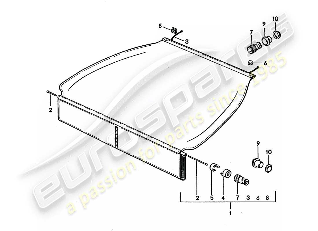 porsche 1993 (928) gepäckraumabdeckung ersatzteildiagramm