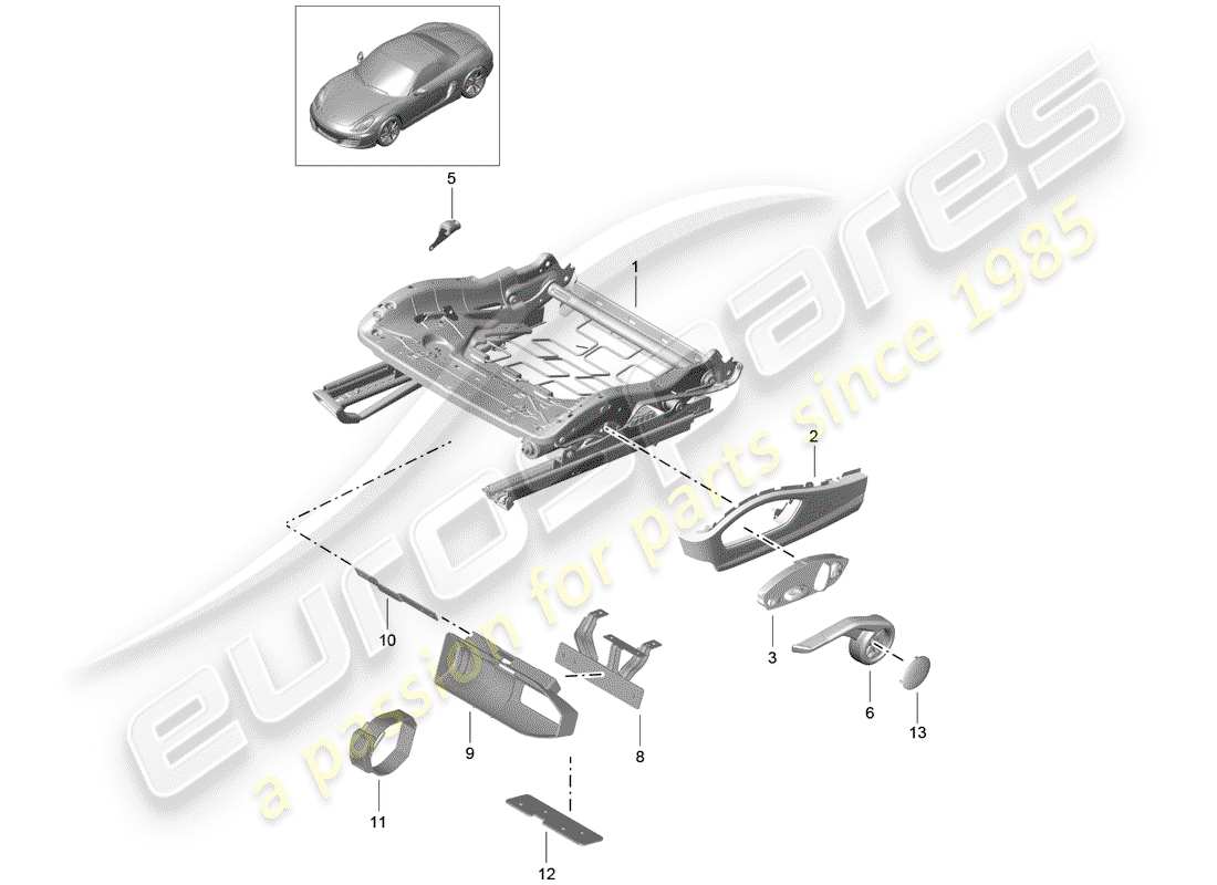 porsche 2014 (981 boxster) sitzrahmen teilediagramm