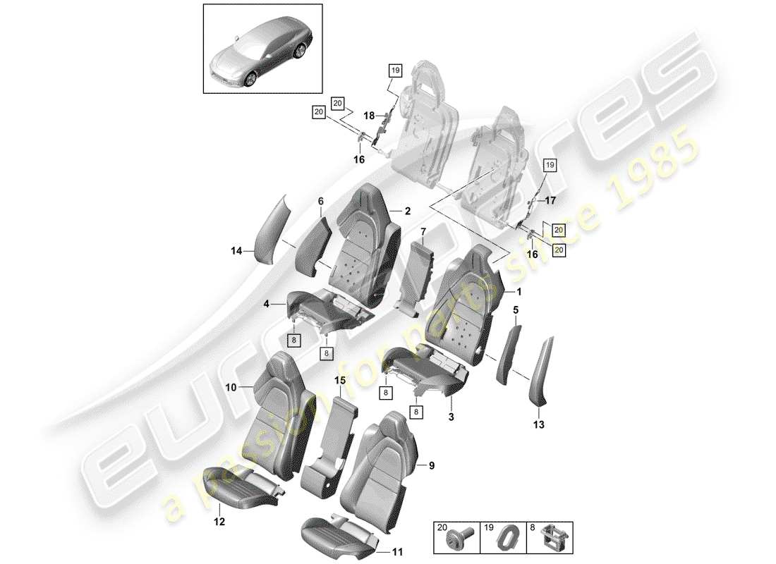 porsche 2019 (panamera 971-1) seat-ersatzteildiagramm