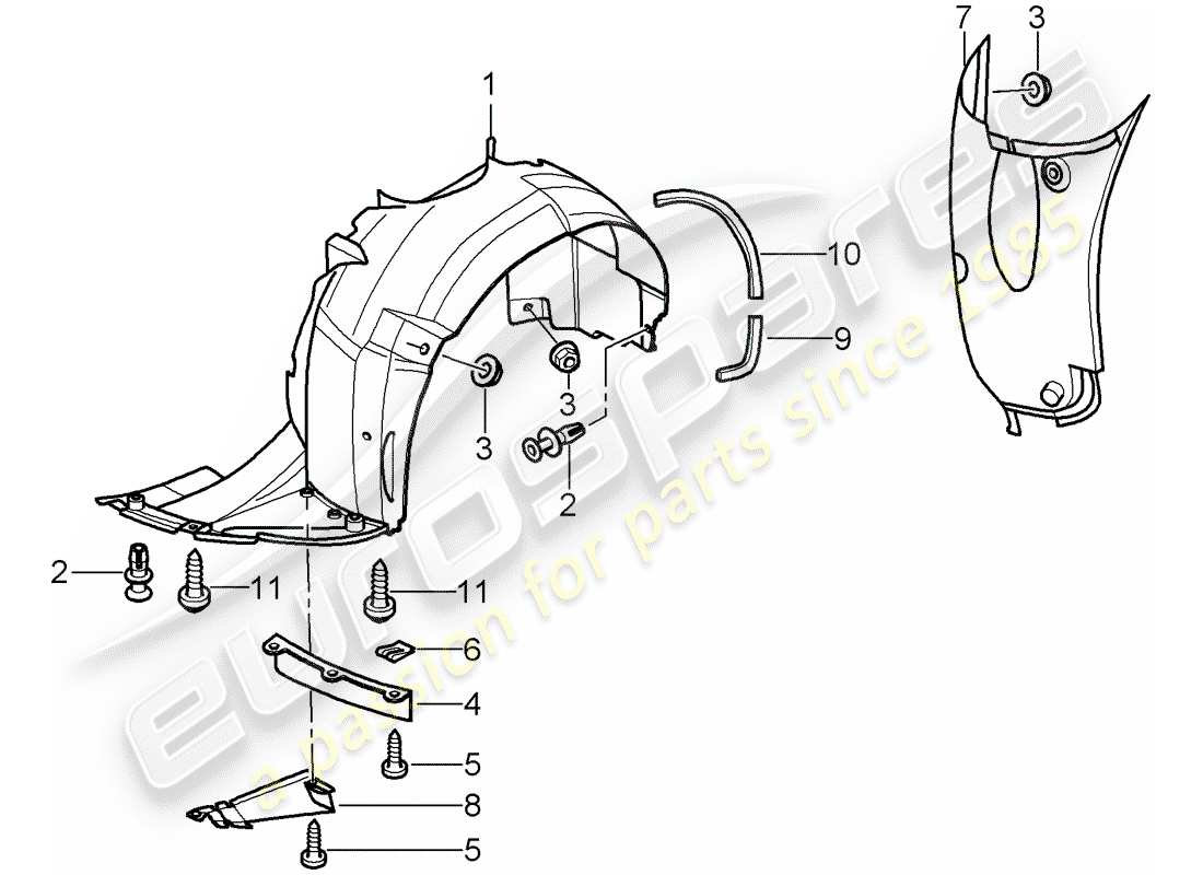 porsche 2001 (996) verkleidungen - für - radkasten - d >> - mj 2001 ersatzteilliste