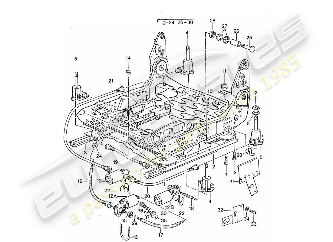 porsche 1987 (959) rahmen für sitz - einzelteile ersatzteildiagramm