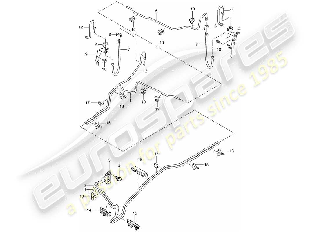 porsche 2010 (cayenne e1 9pa) bremsleitung teilediagramm