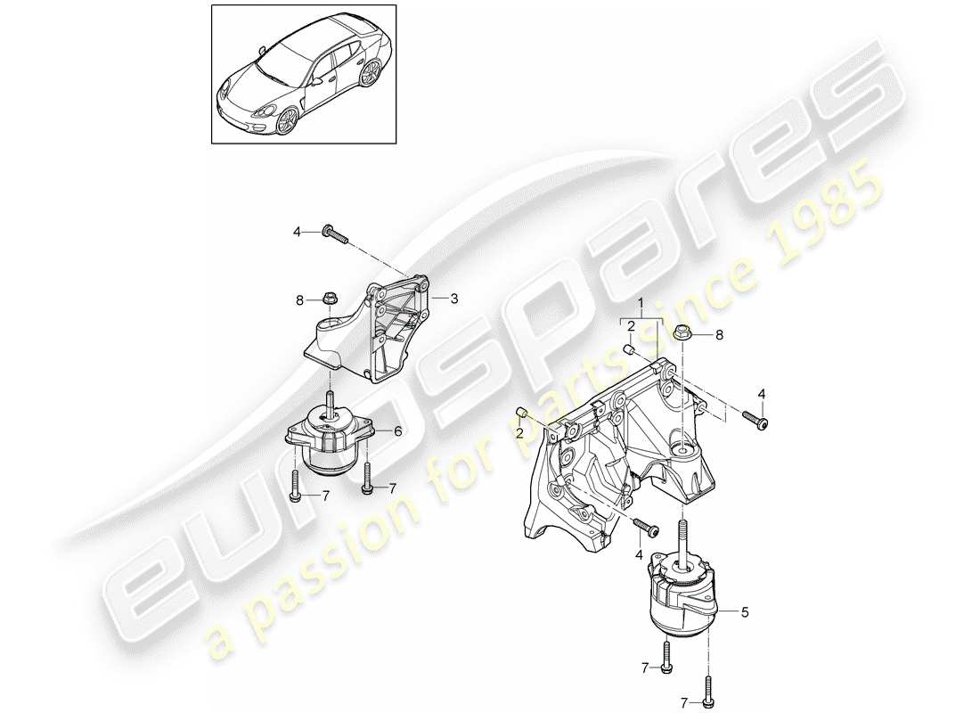 porsche 2010 (panamera 970) motoraufhängung teilediagramm