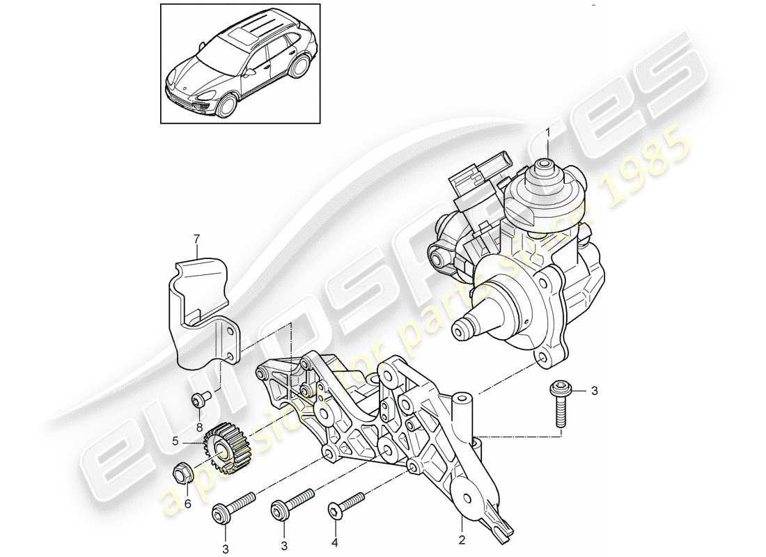 porsche 2018 (cayenne e2 92a) hochdruckpumpe teilediagramm