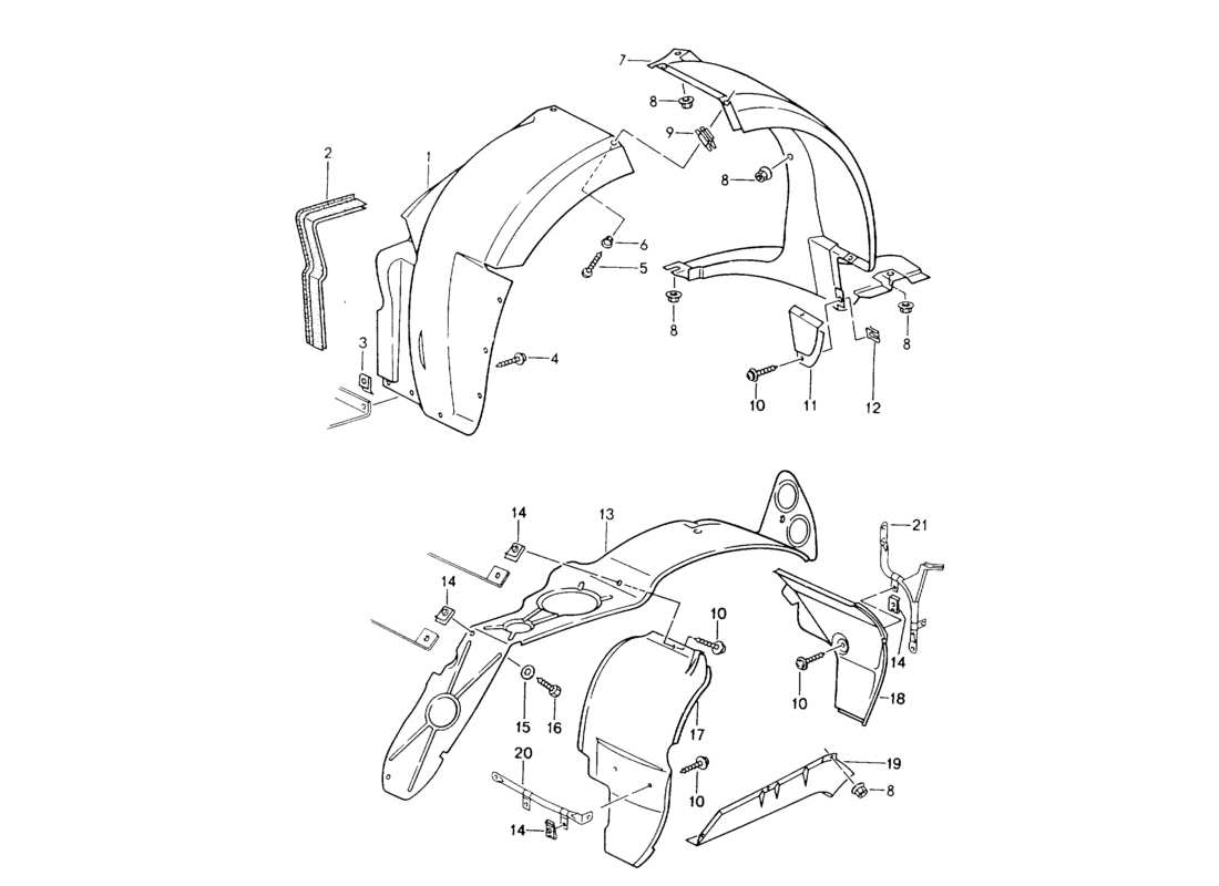 porsche 1994 (964) abdeckung - radgehäuse ersatzteildiagramm