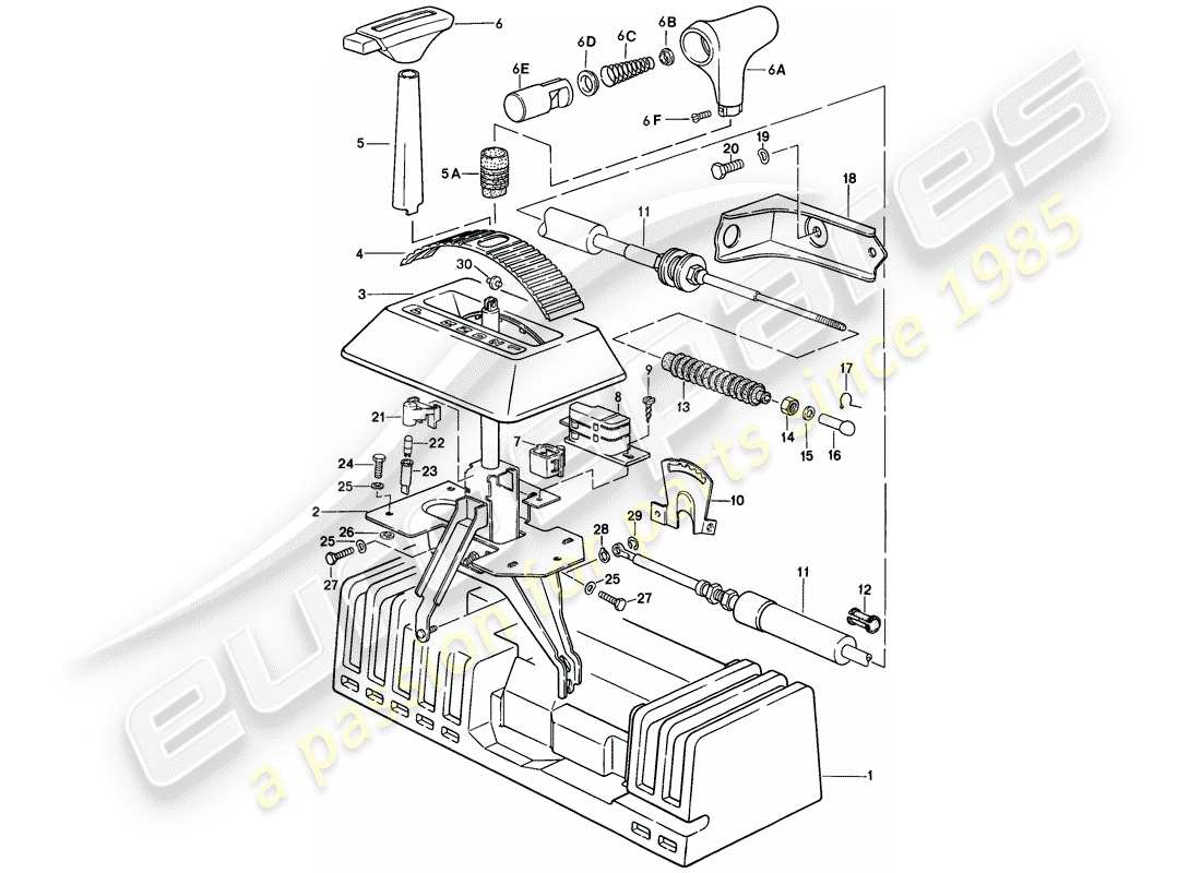 porsche 1982 (944) schaltmechanismus - automatikgetriebe ersatzteildiagramm