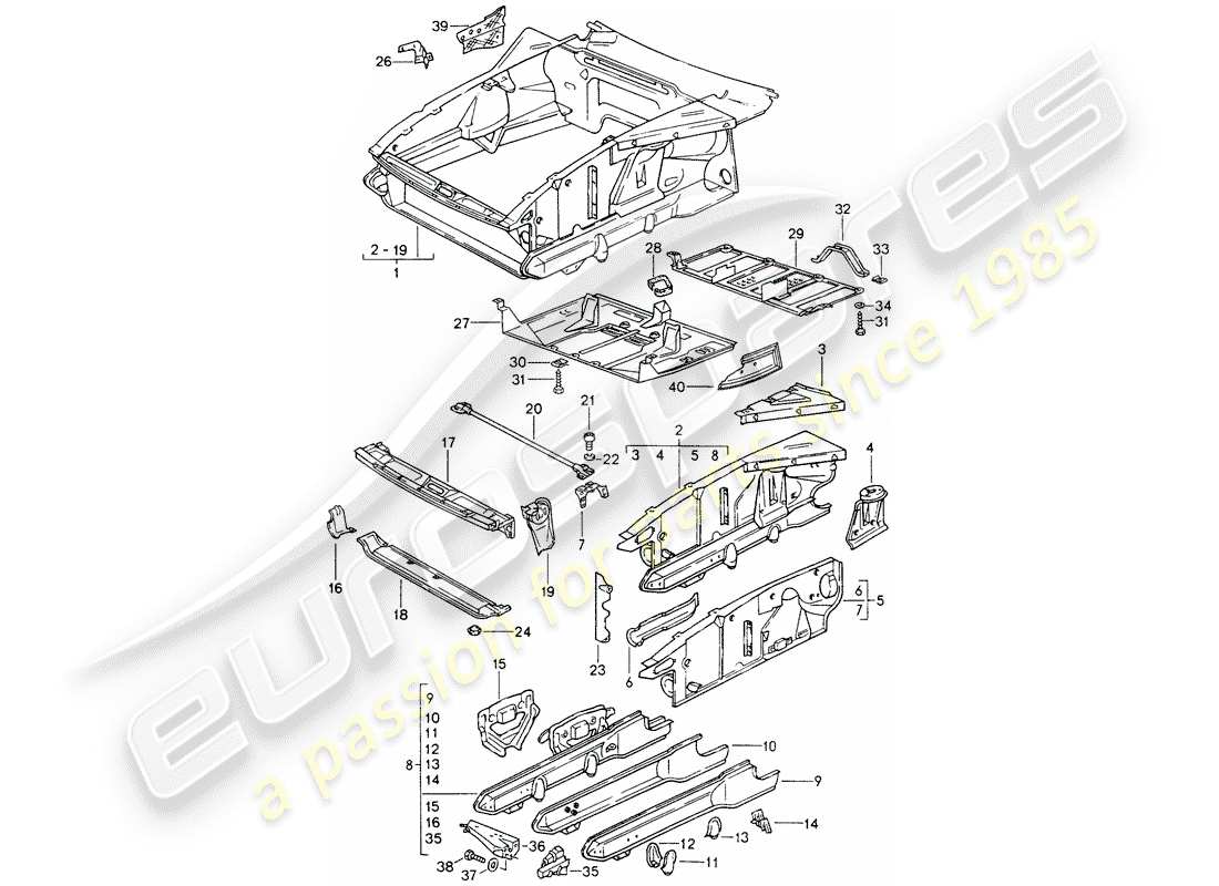 porsche 1994 (928) front end teilediagramm