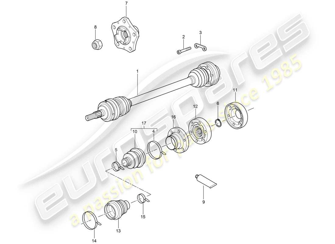 porsche 2006 (987 cayman) antriebswelle teilediagramm