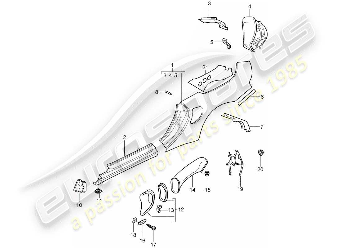 porsche 2005 (996 turbo / gt2) seitenwand - d - mj 2004>> ersatzteildiagramm