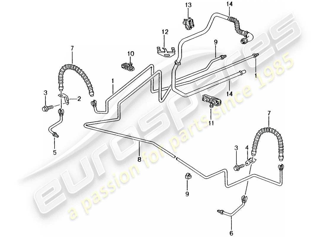 porsche 2000 (986 boxster) bremsleitung - unterboden - hinterachse - vakuumleitung ersatzteildiagramm