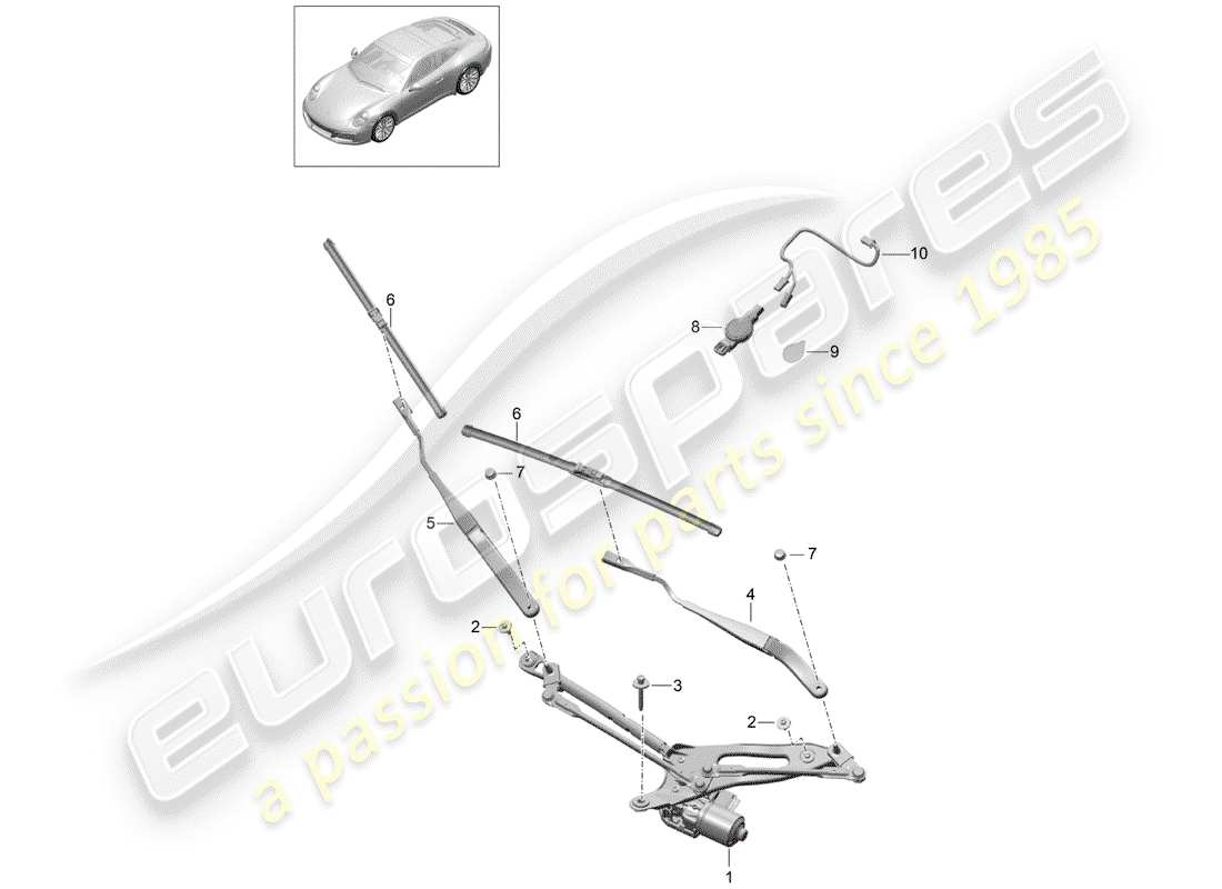 porsche 2017 (991-2) scheibenwischeranlage kompl. teilediagramm