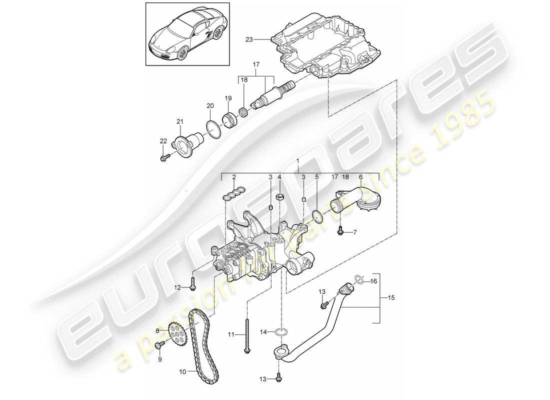 porsche 2012 (987 cayman) ölpumpe ersatzteildiagramm