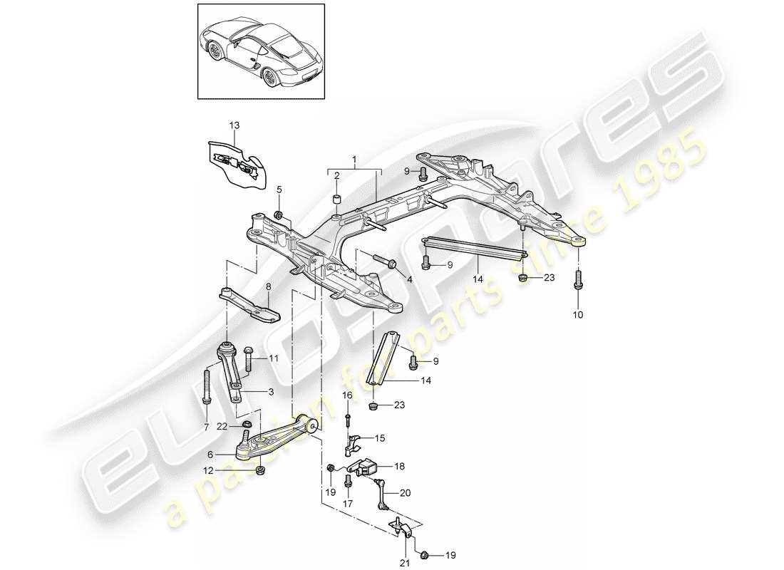 porsche 2012 (987 cayman) quertraeger ersatzteildiagramm