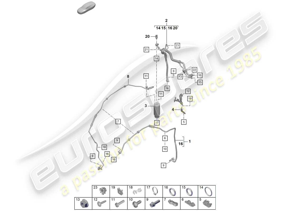 porsche 2019 (718 boxster spyder) klimaanlage teilediagramm