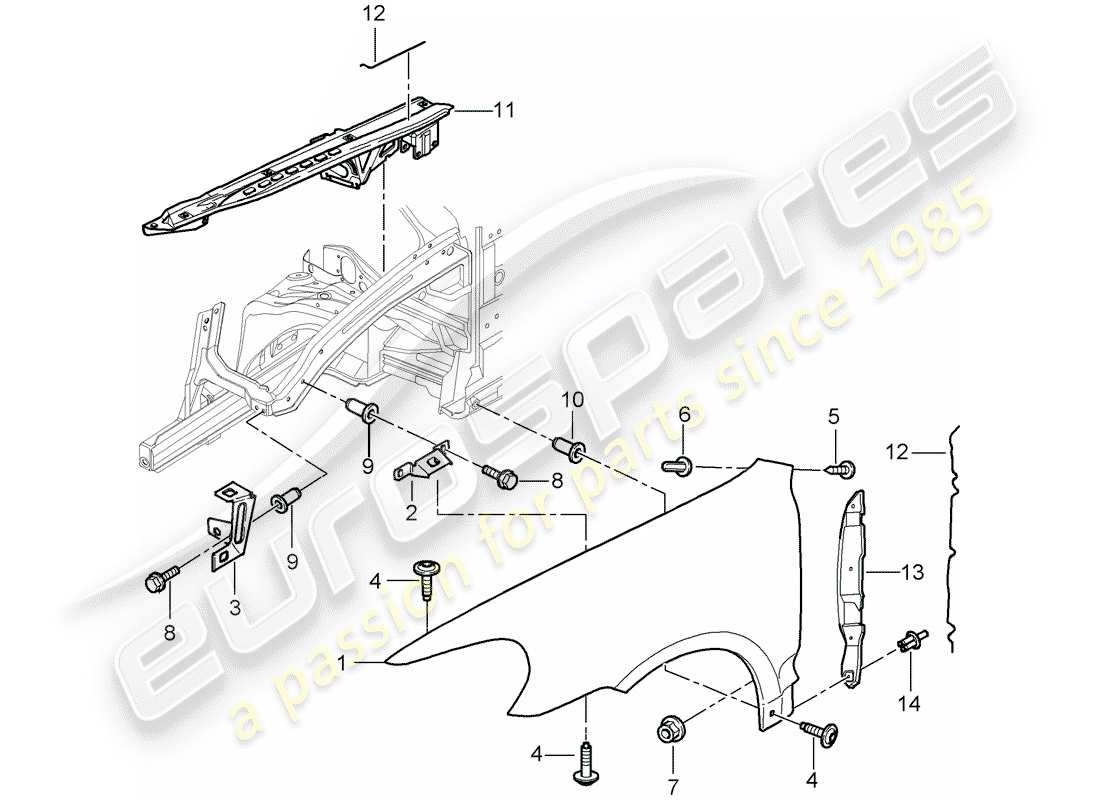 porsche 2008 (cayenne e1 9pa) fender-teilediagramm