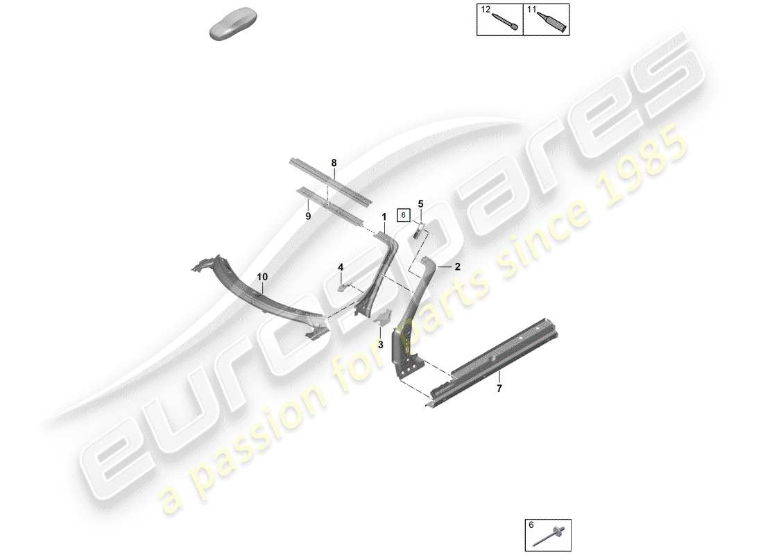 porsche 2019 (718 boxster spyder) cowl-teilediagramm