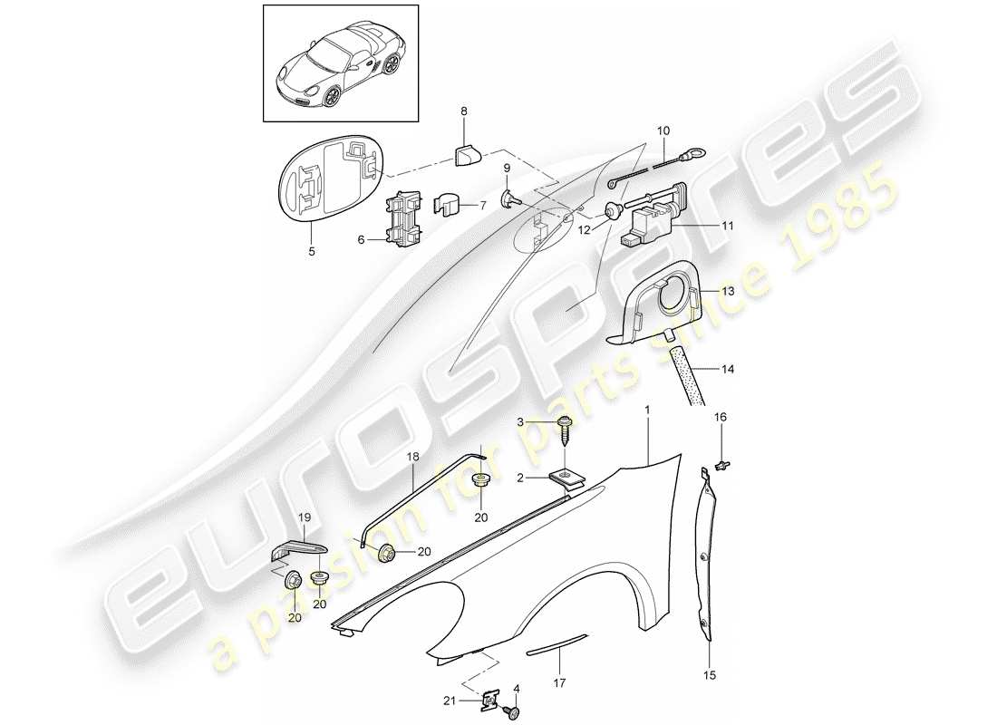 porsche 2010 (987 boxster) fender-teilediagramm