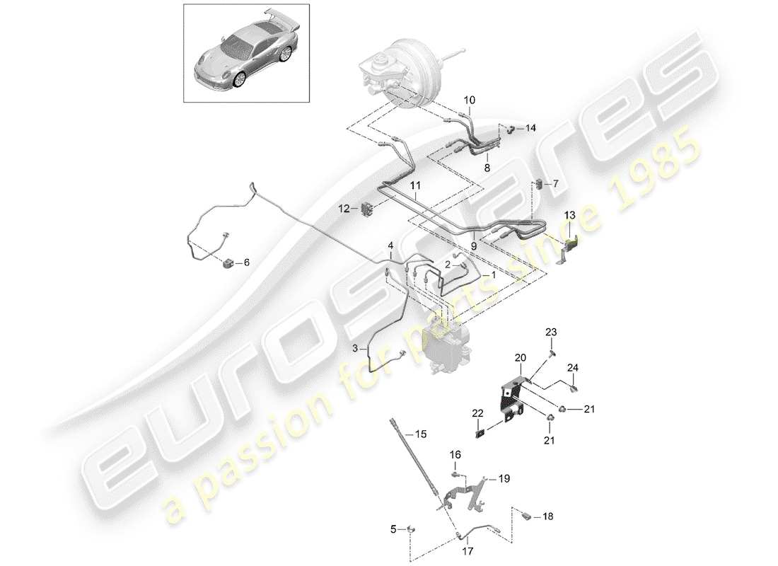 porsche 991 turbo (2015) bremsleitung ersatzteildiagramm