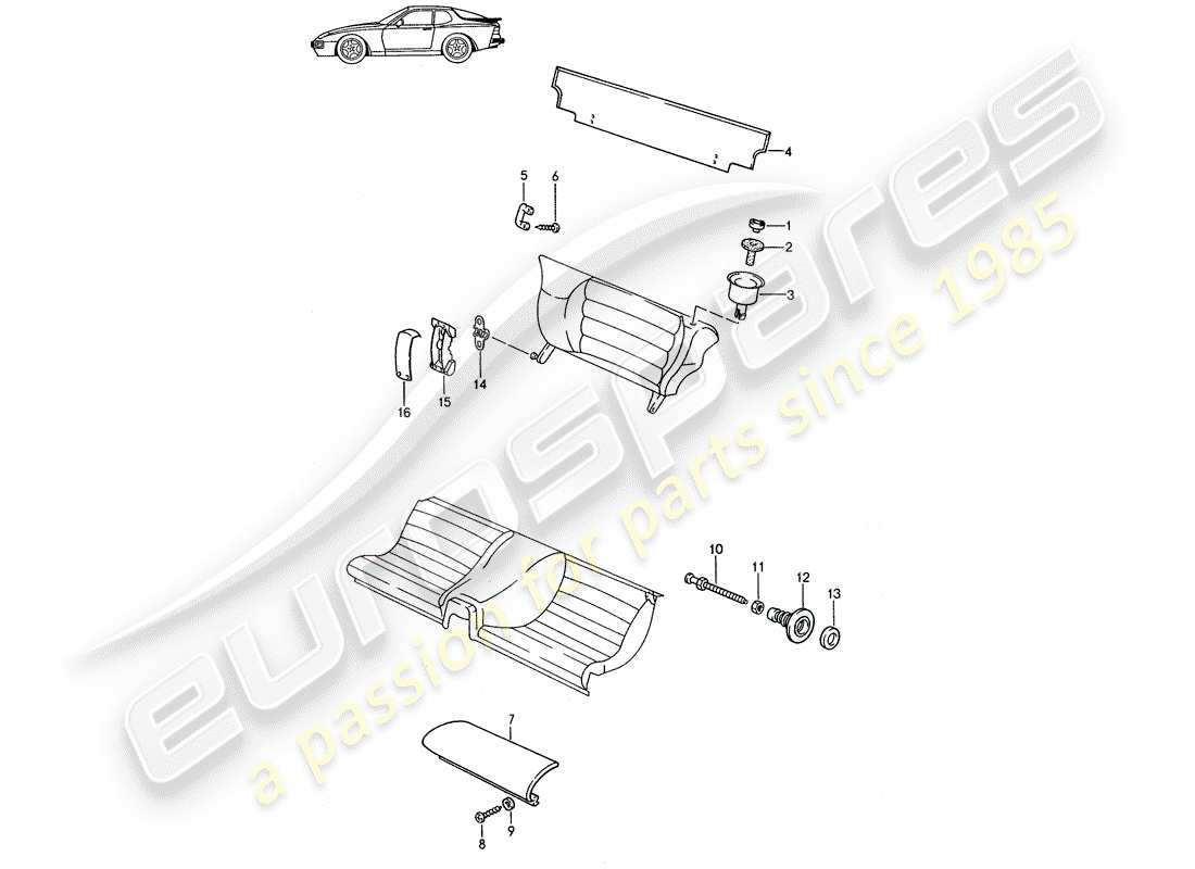 porsche 1987 (seats for 944/968/911/928) notsitz - geteilt - einzelteile - d - mj 1989>> - mj 1991 ersatzteildiagramm