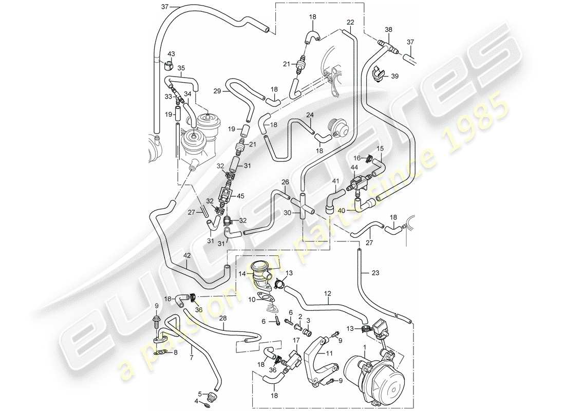 porsche 2001 (996 gt3) lufteinspritzung ersatzteildiagramm