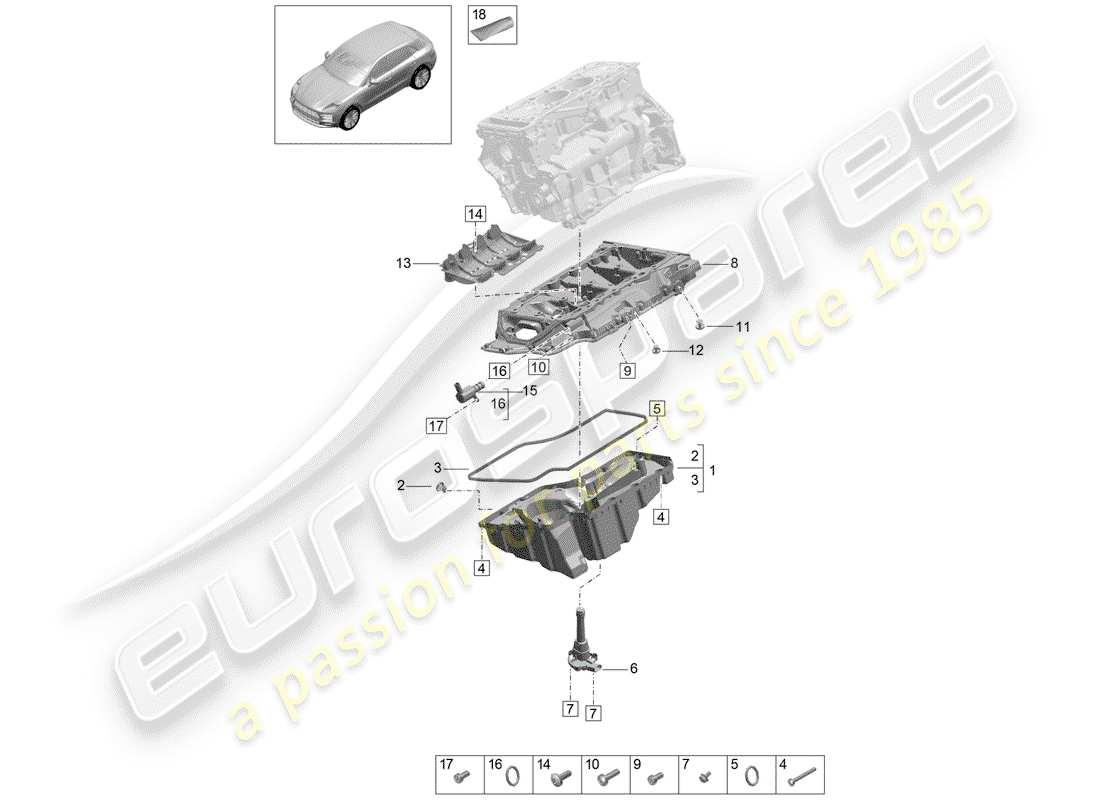 porsche 2020 (macan) ölleitendes gehäuse ersatzteildiagramm