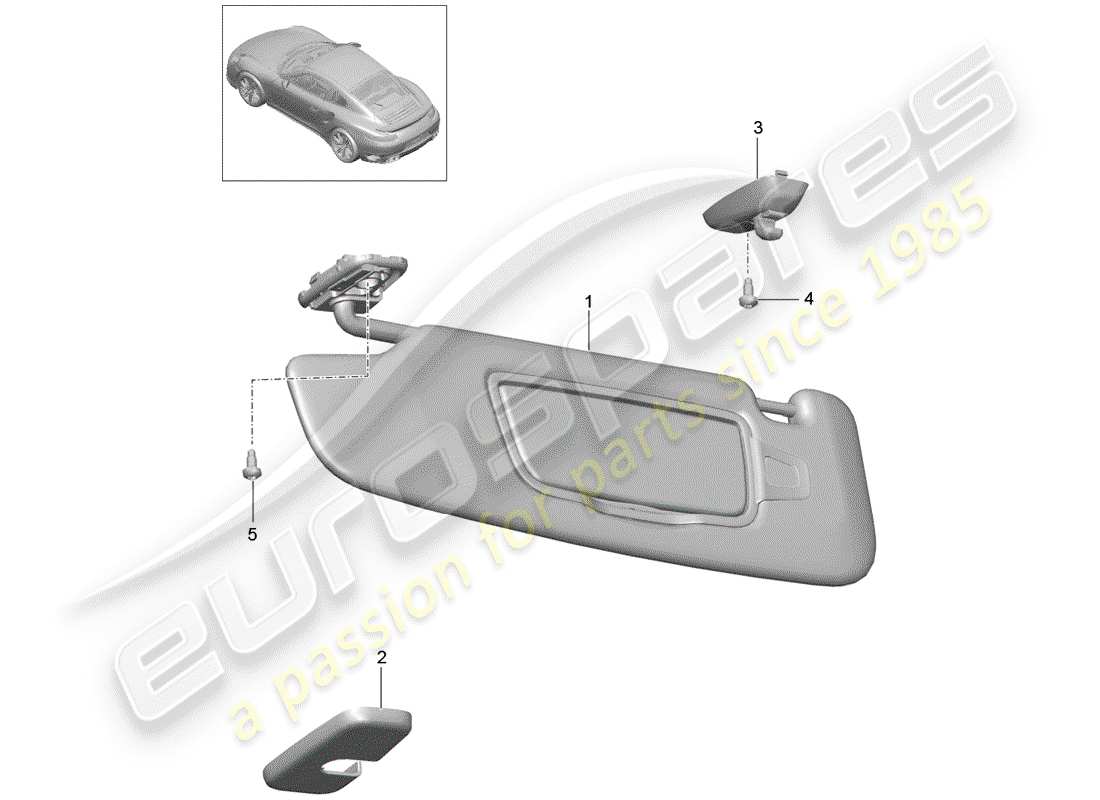 porsche 2014 (991-1 turbo) sonnenblenden ersatzteildiagramm