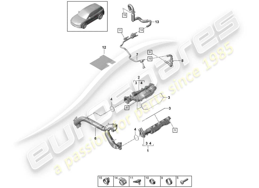 porsche 2018 (cayenne e3 9ya/9yb) ansaugrohr - teilediagramm