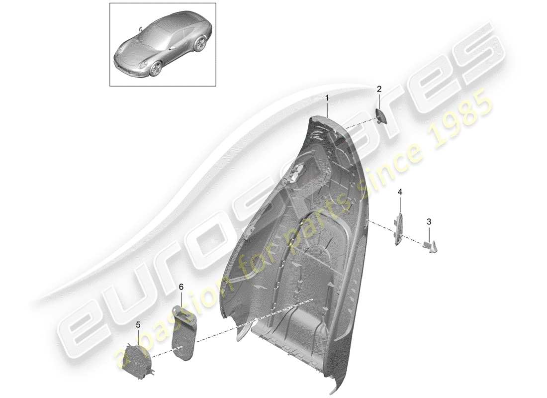 porsche 2014 (991-1) rückenlehnenschale ersatzteildiagramm