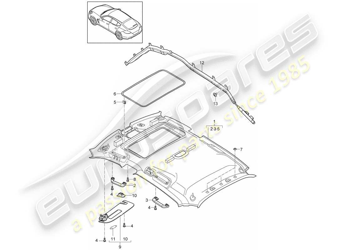 porsche 2015 (panamera 970) dachverkleidung - ersatzteildiagramm
