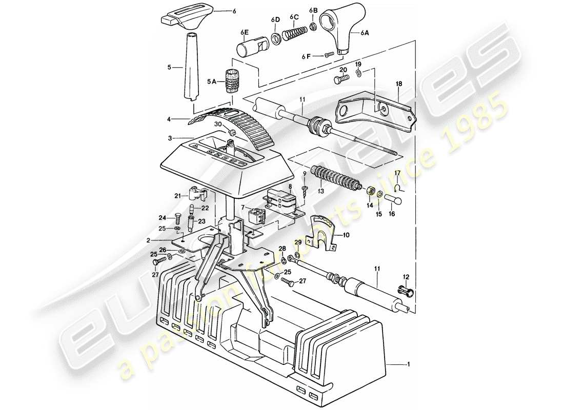 porsche 944 (1983) schaltmechanismus - automatikgetriebe ersatzteildiagramm