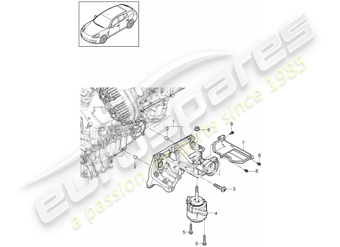 porsche 2015 (panamera 970) motoraufhängung teilediagramm