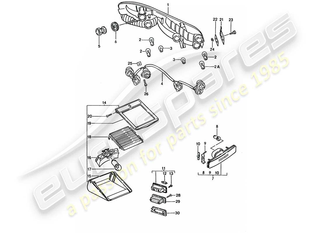 porsche 1994 (928) rücklicht ersatzteildiagramm