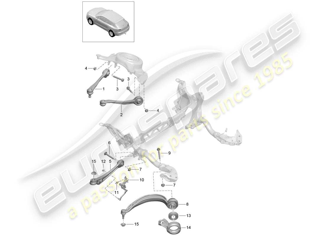 porsche 2017 (macan) teilediagramm für querlenker
