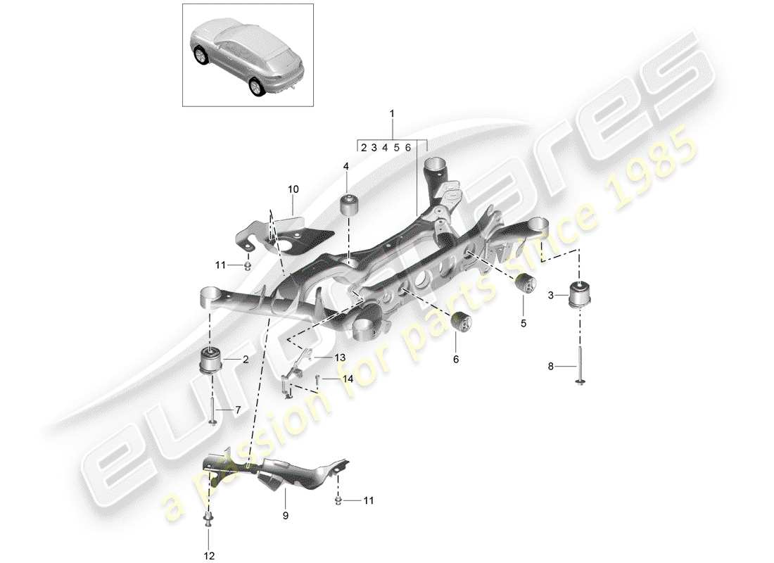 porsche 2016 (macan) hinterachse teilediagramm