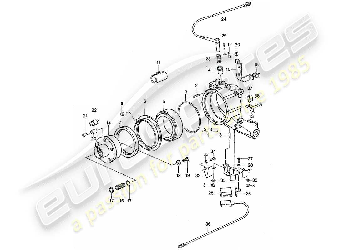 porsche 1988 (959) radträger ersatzteildiagramm