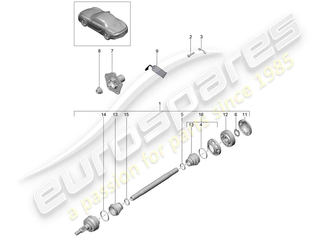 porsche 2015 (981 boxster) antriebswelle teilediagramm