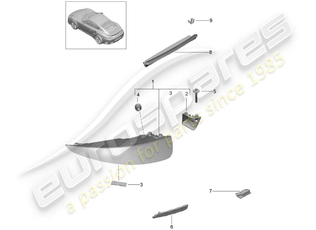 porsche 2014 (991-1 turbo) rücklicht ersatzteildiagramm