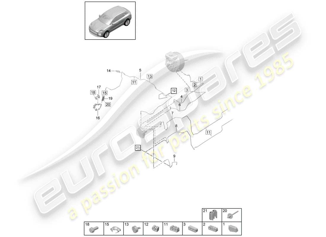 porsche 2019 (macan) bremsleitung ersatzteildiagramm