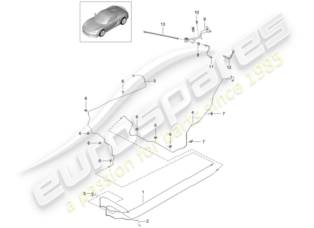 porsche 2016 (981 boxster spyder) bremsleitungen ersatzteildiagramm