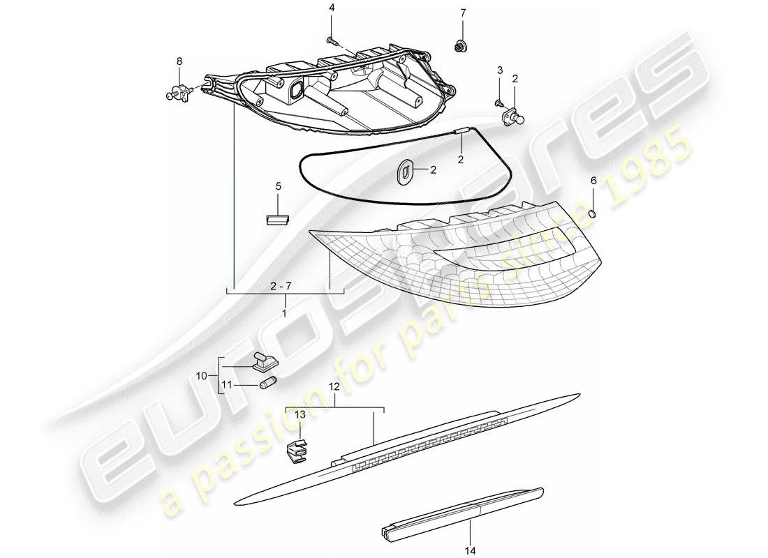 porsche 2010 (997-2 gt3) rücklicht ersatzteildiagramm