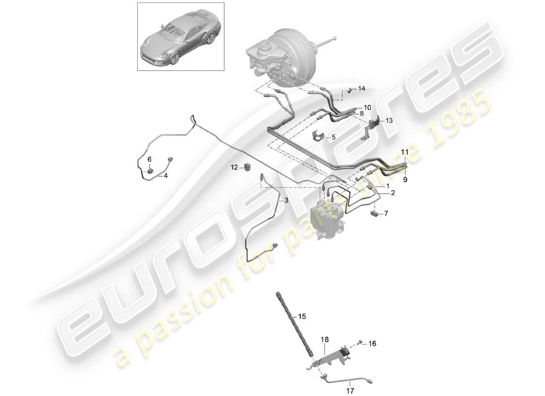 porsche 991 turbo (2019) bremsleitung ersatzteildiagramm