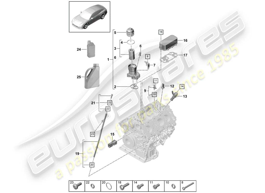 porsche 2017 (panamera 971-1) ölfilter ersatzteildiagramm